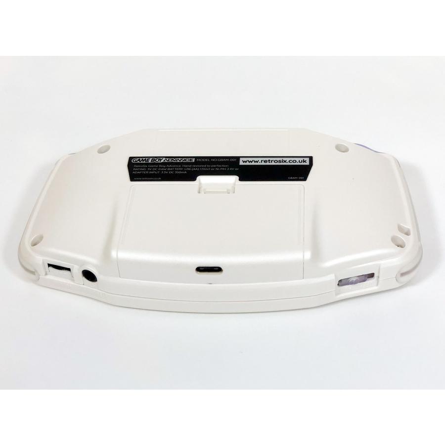 ゲームボーイアドバンス  RetroSixシェル フルカスタム Funnyplaying IPS プレステージシリーズ　パールホワイトｘCleanLight(LED)紫　バッテリー内蔵　送料無料 |  | 03