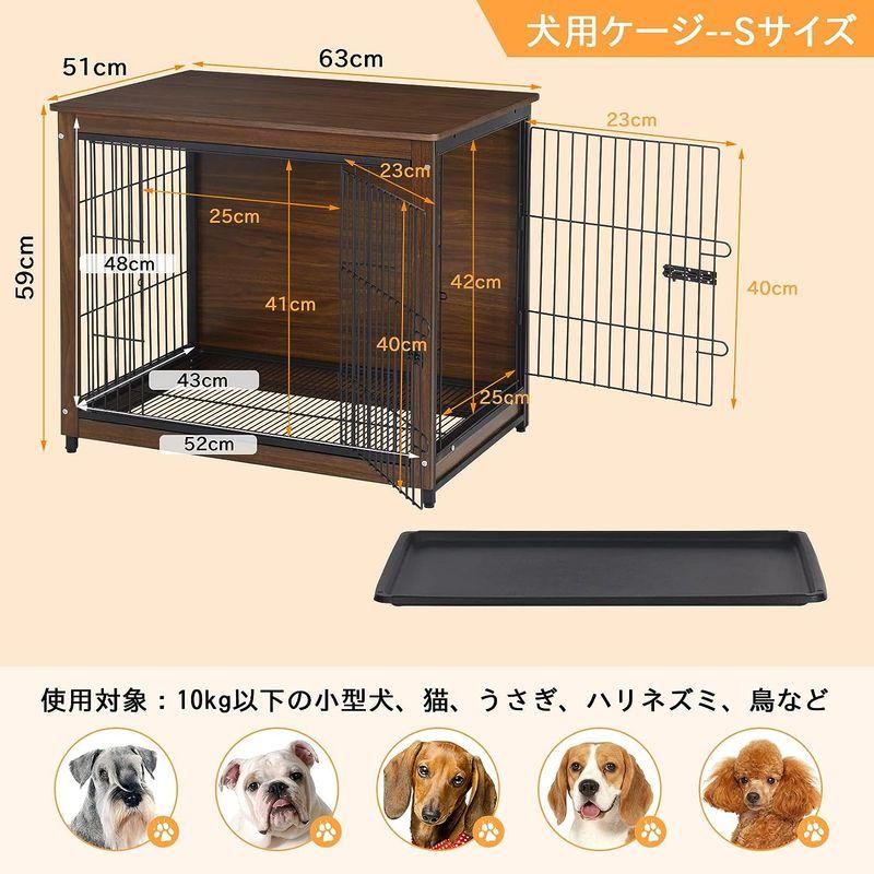 小型犬用ケージ 屋根付き 木製犬小屋 大きい おしゃれ ウッディサークル 室内 うさぎケージ すのこ/トレー付き 幅60cm 屋根付き 木製犬小屋 大きい おしゃれ ウッディサークル 室内 うさぎケージ すのこ/トレー付き 幅60cm