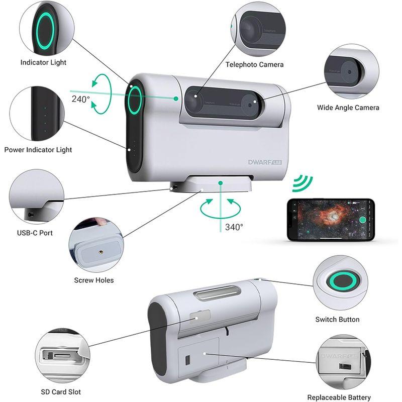 【正規品】 DWARFLAB ドワーフII スマートデジタル望遠鏡 - ポータブル 超軽量 天文学スターパーティー バードウォッチング 大人と子供用 初 【J1822665724】(63694円)