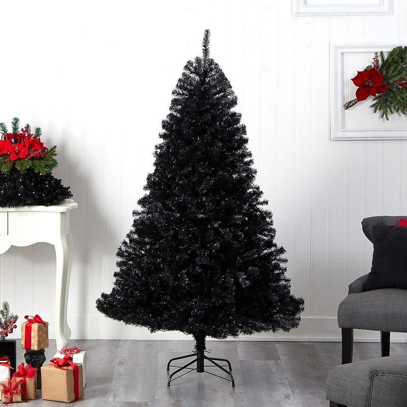 6フィート ブラック 人工クリスマスツリー 400個のクリアLEDライトと1036個のチップ付き - 5