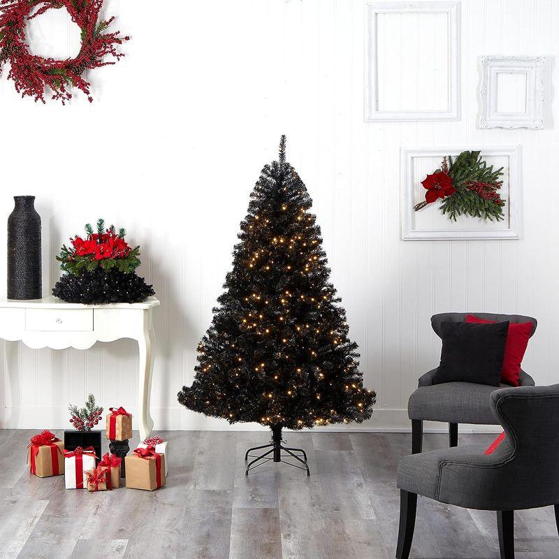 6フィート ブラック 人工クリスマスツリー 400個のクリアLEDライトと1036個のチップ付き - 8