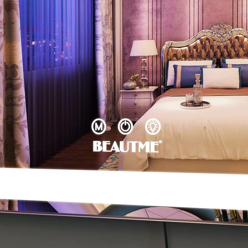 BEAUTME化粧鏡 女優ミラー大きい 照明付きミラー 壁掛け/卓上両用 明るさ調節可能 10倍拡大鏡 銀色 (600×150×507mm) 10倍拡大鏡 女優ミラー大きい 照明付きミラー 壁掛け/卓上両用 明るさ調節可能 銀色 600×150×507mm