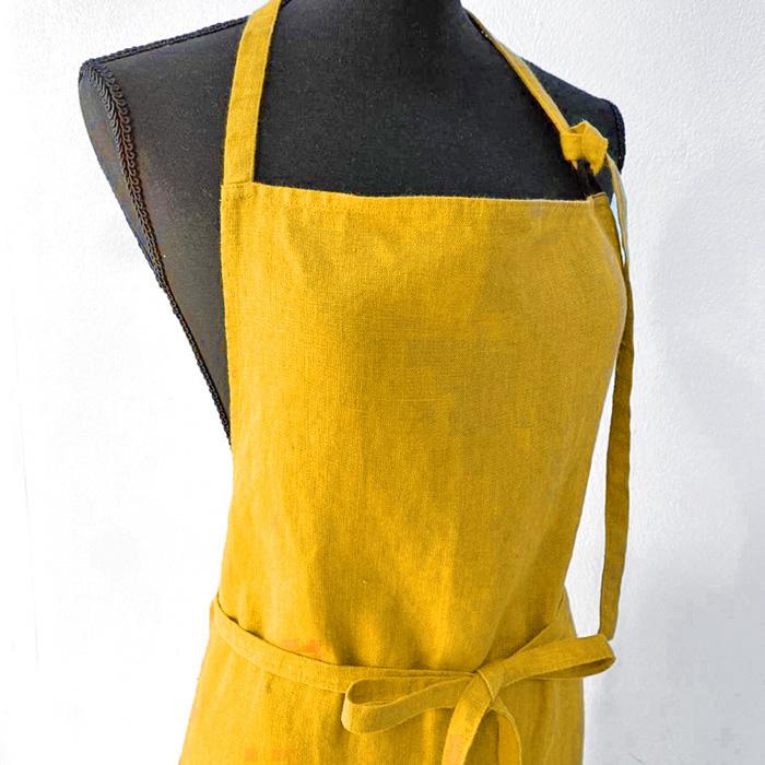 Linne リンネ エプロン 限定カラー 芥子色 送料無料 リネン100% 男女