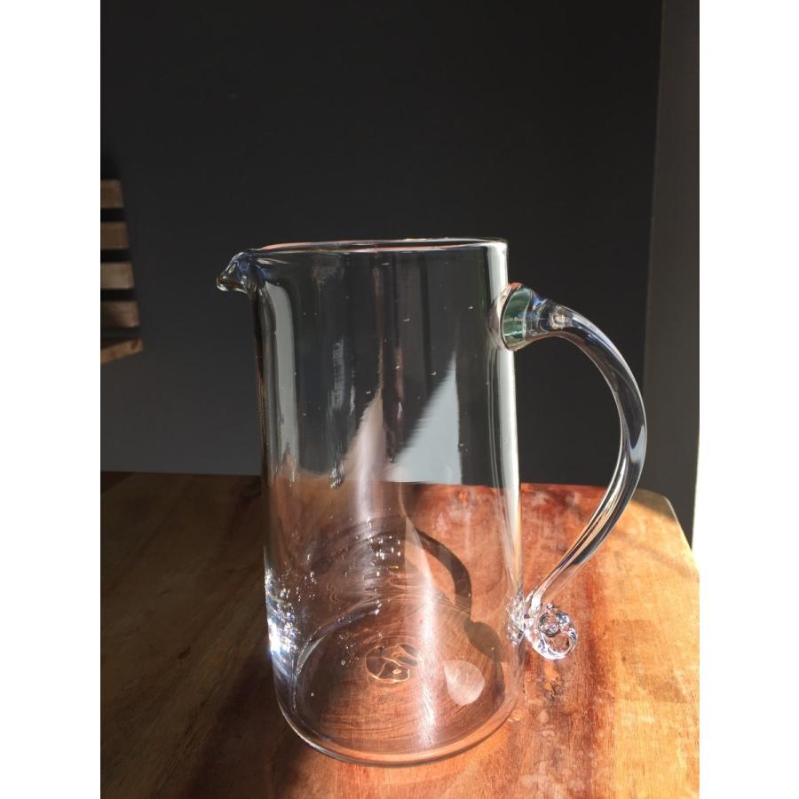 ガラス作家　作家物　サンゴ　珊瑚と魚　ピッチャー　デキャンタ　彫刻　ガラス彫 デキャンタ ピッチャー ガラス レトロ インテリア/Glass