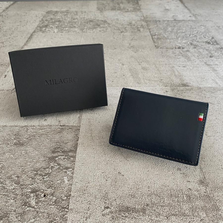 定期入れ付きカードケース NV ネイビー ミラグロ タンポナートレザー イタリアンレザー 87110395 |  | 01