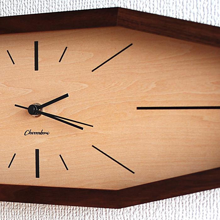 LINE CLOCK WALNUT CH-060WN 掛け時計 置時計 電波時計 八角形