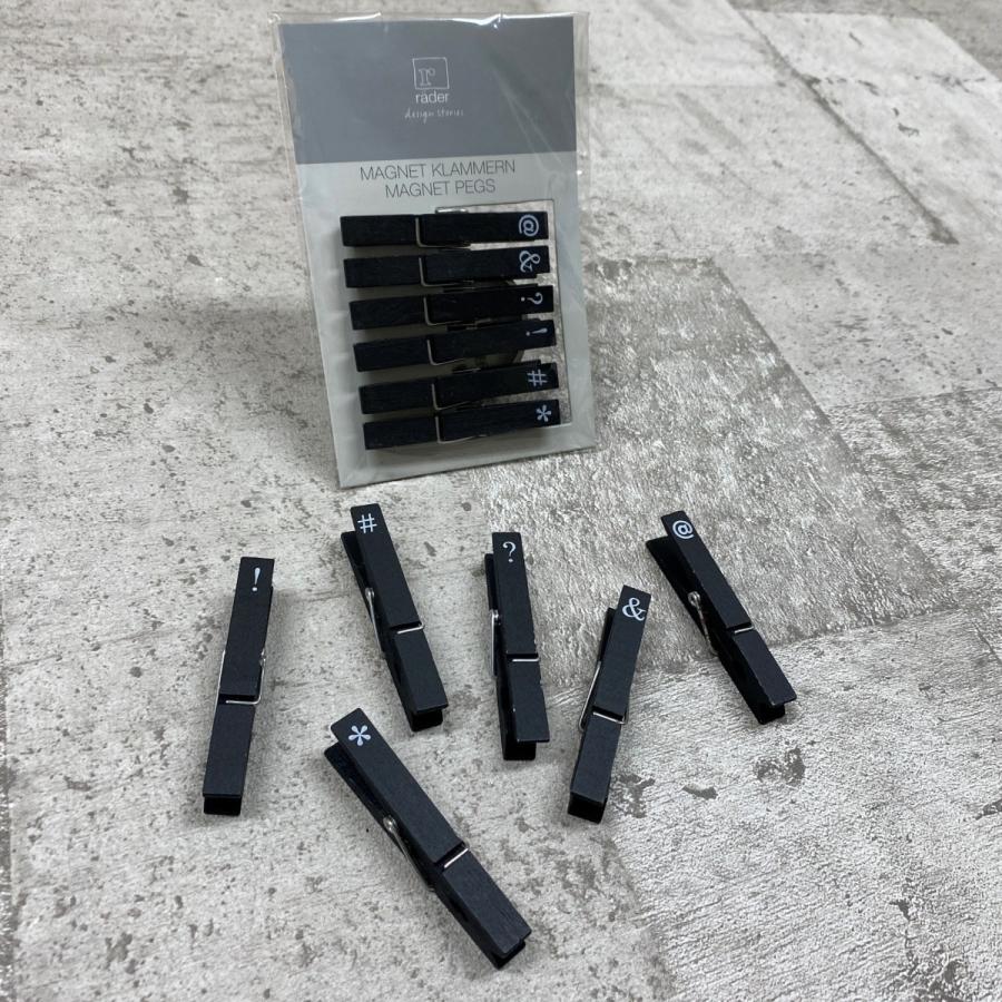 Magnet peg Set of6 マグネット付き木製ピンチ 6個入り rader