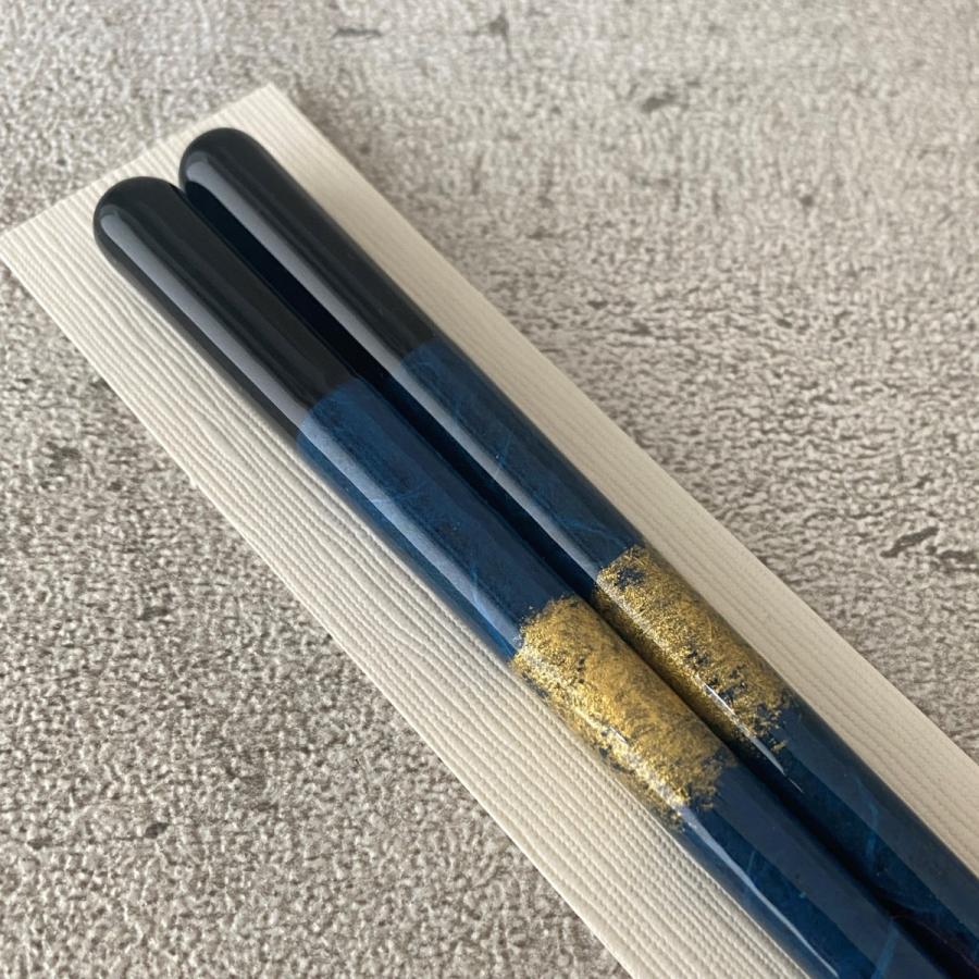 箸 一双・和紙黒龍 天然木 漆塗り・食器洗浄機対応 20.5cm・23cm