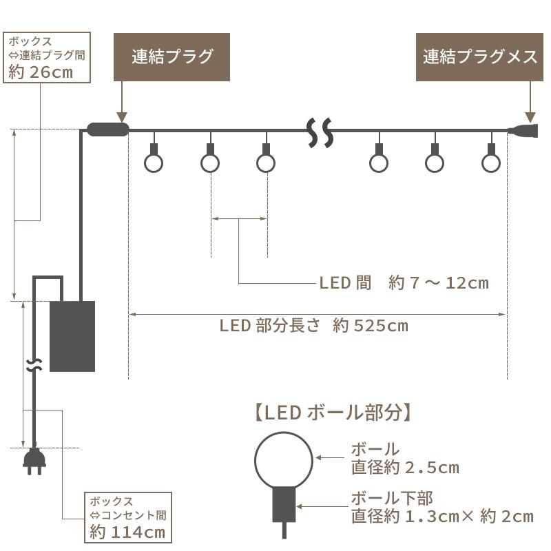 イルミネーション ライト レインボー 屋外 室内 防水 ボール型 50球