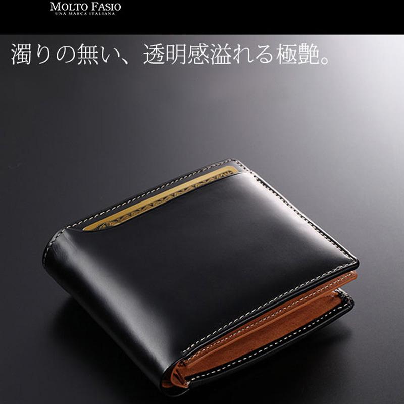 03b コードバン 二つ折り財布 2つ折り財布 メンズ 新品 黒 ブラック 馬革 コードバン × ブルレザー 折り財布 カードスライダー 二つ折り財布