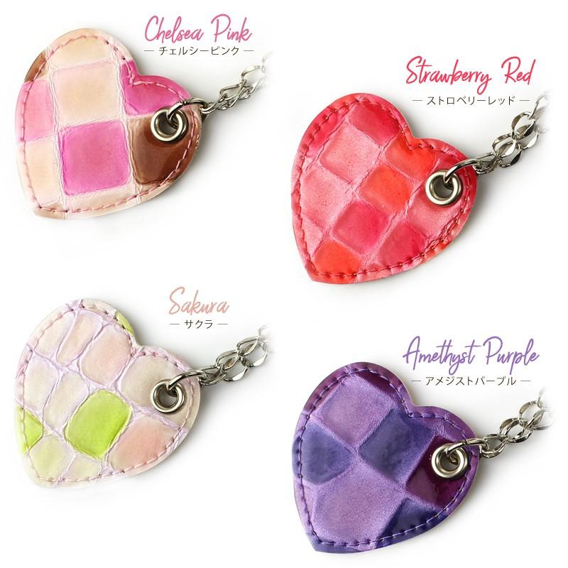 スマホ 本革 ストラップ チェーン ステンドグラスレザー ハート