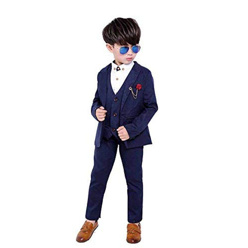 経典 4点セット スーツセット 子供服 キッズスーツ 男の子フォーマルスーツ ジャケット ベスト ズボン 入学 かっこいい おしゃれ 蝶ネクタイ 子ども用ファッション小物 Www Solidarite Numerique Fr