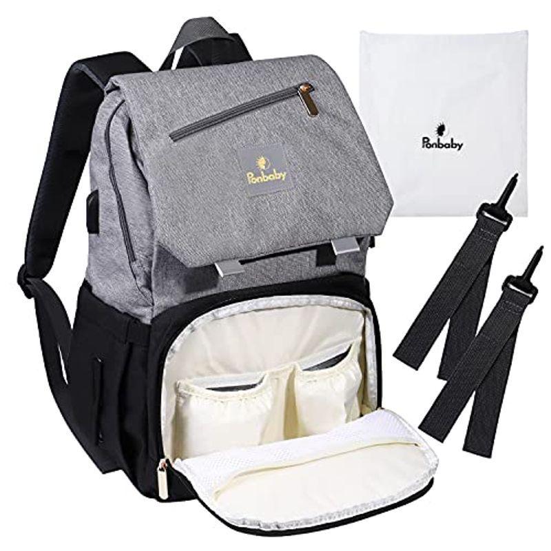 サマーセール35%オフ 多機能付きマザーズバッグ♡グレー♡新品未使用♡マザーズリュック 通販 新品未使用 大容量 多機能リュック マザーズリュック グレー