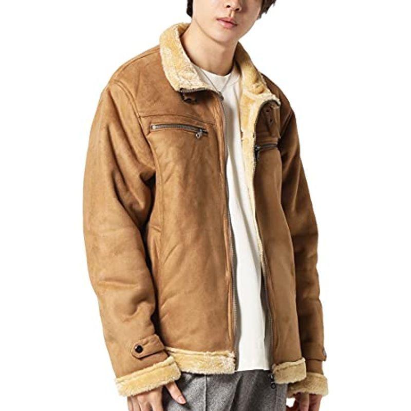 おすすめネット フェイクムートン ライダースジャケット アウター メンズ ムートンジャケット Arcade アーケード 総裏ボア 32キャ L あったか ジャケット