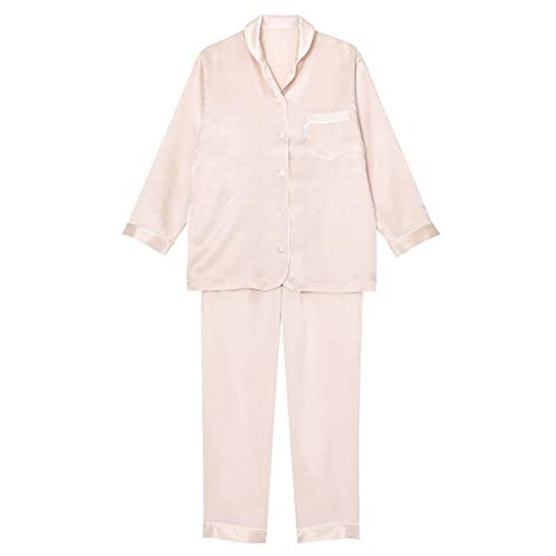 ワコール Wacoal 睡眠科学 レディース シルクサテン シャツパジャマ 長袖 上下セット シルク(PI-ピンク、L)