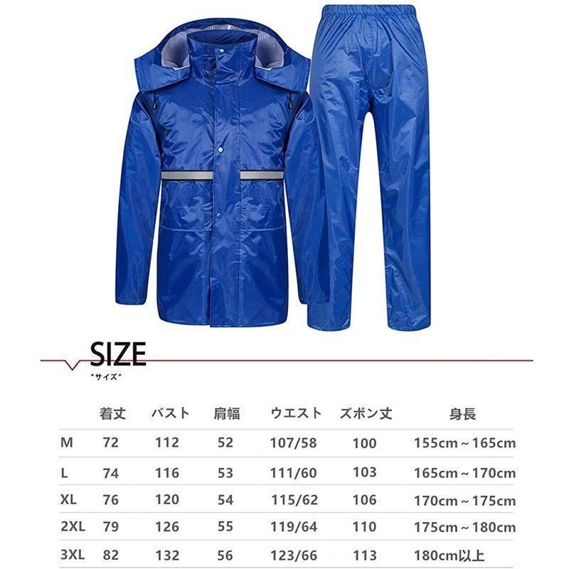 Fosys レインウェア 上下セット レインスーツ レインコート メンズ レディース 防水 撥水 アウトドア 自転車 通勤 通学 M ブ 注目のブランド
