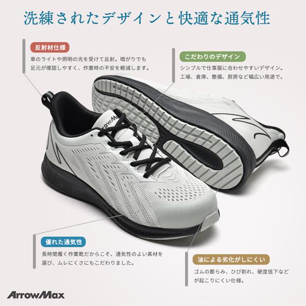 ワークシューズ メンズ 安全靴 4E 幅広 先芯入り 作業靴 スニーカー 鉄製先芯 軽量 アローマックス #118 | ブランド登録なし | 07