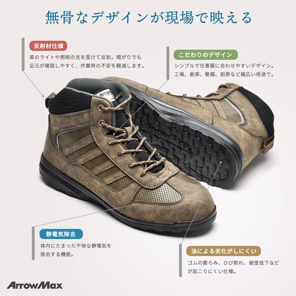 ワークシューズ メンズ 安全靴 先芯入り 作業靴 スニーカー 耐油 ミドルカット 作業用スニーカー アローマックス #69 | ブランド登録なし | 07