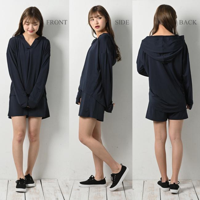 ラッシュガード レディース 上下セット 体型カバー パーカー 薄手 紫外線カット 日焼け防止 熱中症対策 夏 海水浴 | ブランド登録なし | 14