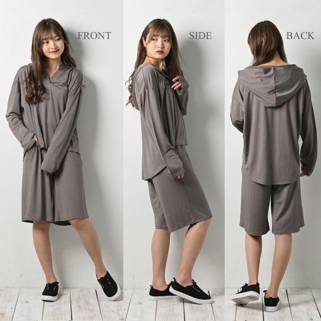 ラッシュガード 上下セット バミューダパンツ レディース パーカー 薄手 紫外線カット 日焼け防止 UVカット 海水浴 | ブランド登録なし | 07