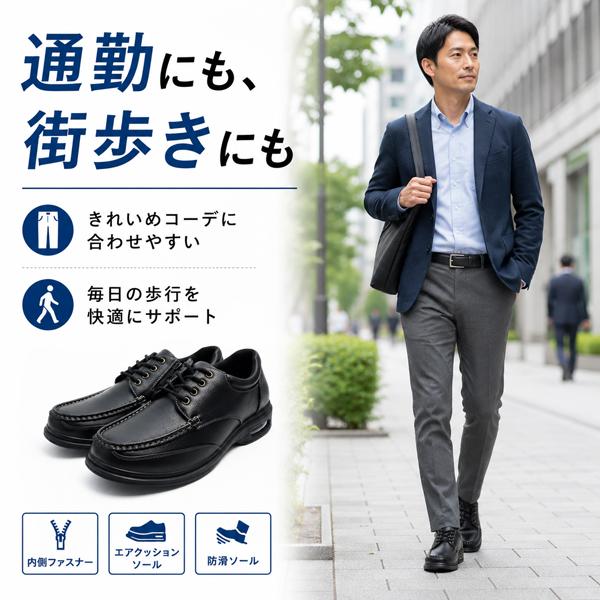 ウォーキングシューズ 幅広 4E メンズ ビジネスシューズ シューズ 靴 ファスナー | ブランド登録なし | 06