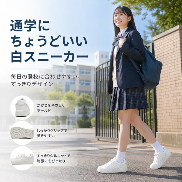 スニーカー 白 中学生 高校生 小学生 防水 キッズ レディース メンズ ホワイト 子供 靴 | ブランド登録なし | 02