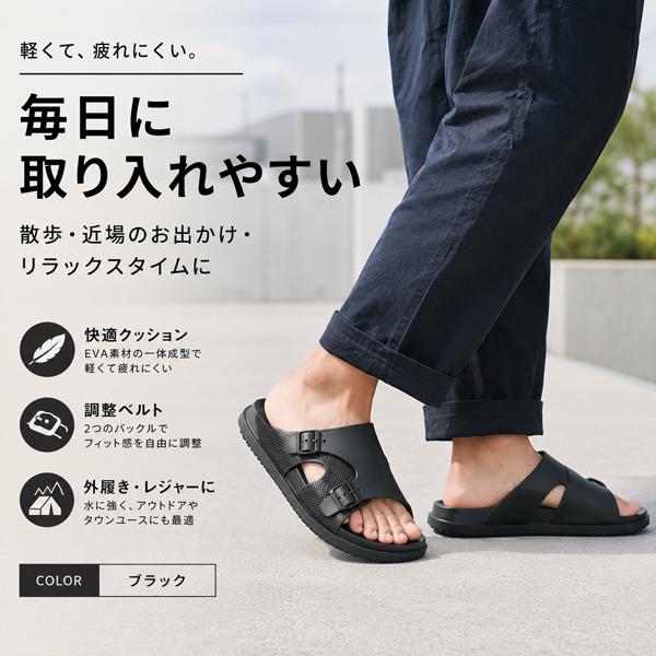 スポーツサンダル メンズ シャワーサンダル サンダル 外履き ベルト 黒