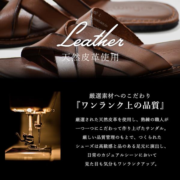サンダル メンズ 本革 レザー ビーチサンダル コンフォート ブラック