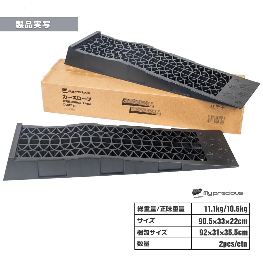 カースロープ 2台セット 耐荷重2t 軽量 乗り上げ高 65mm 低床 カー