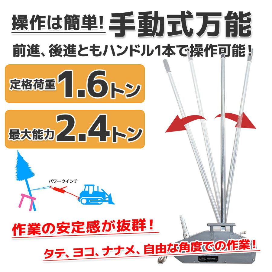 手動ハンドウインチ　チルホール　1.6t　手動式　ハンドウインチ　荷締機　1600kg　土木　ワイヤーロープ　林業　伐採　牽引　20m　レバーホイスト　フック付き　建設　重量物