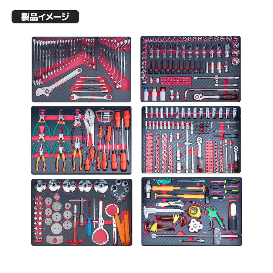 414pcs 工具セット付　7段 キャビネットツールボックス 工具入れ 工具箱 ロック鍵付き / 大型ローラーキャビネット キャスター ストッパー付き｜assistantindustry｜14