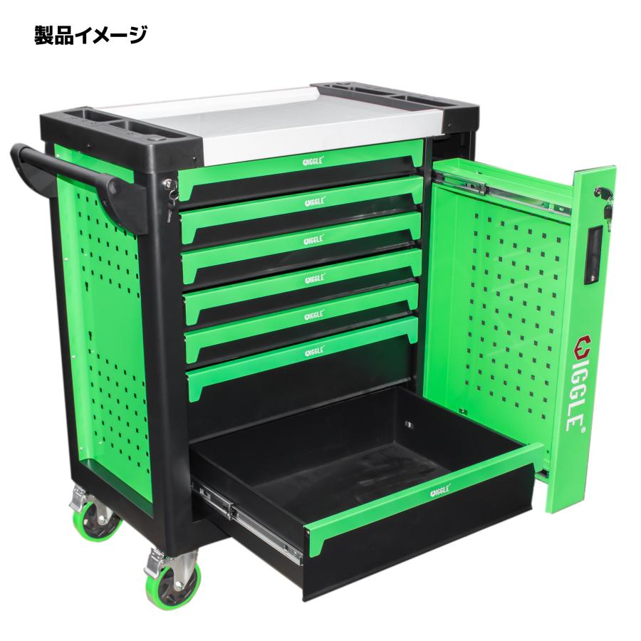 7段 キャビネット ツールボックス 緑 工具箱 工具 深浅型 ロック鍵付き