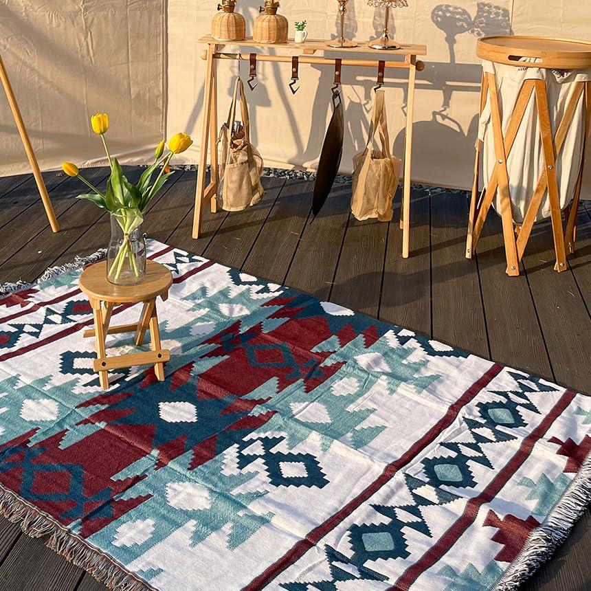 Peel Forest エルパソブランケット マルチカバーメキシカンラグ ネイティブ柄 オルテガ柄 キャンプラグ サドルブランケット 車中泊