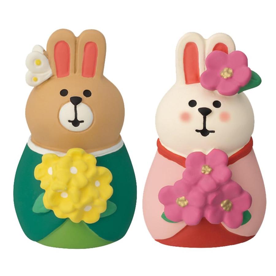 デコレ (Decole) 野の花雛 うさぎ 男雛:約26×28×h44mm、女雛:約26×27×h44mm ZMM-90003L