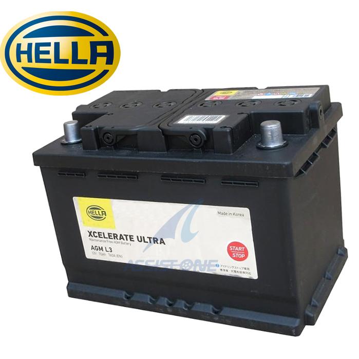 AGMバッテリー L3 LN3 互換 アイドリングストップ対応 自動車バッテリー HELLA製 70Ah AGMバッテリー AGM-L3 12V 70A 760CCA L3 LN3 AGM