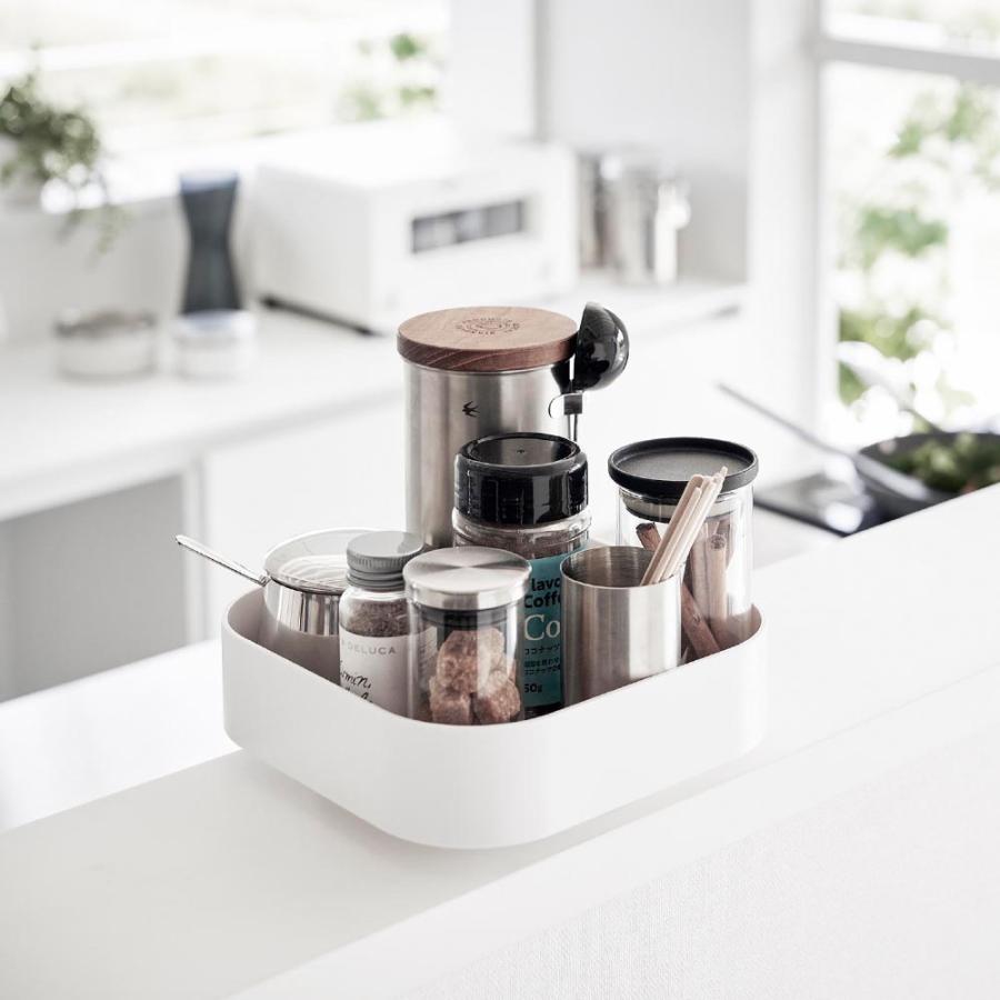 tower 山崎実業 回転式収納ラック タワー スクエア ホワイト ブラック