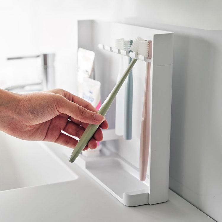 tower 山崎実業 タワー 目隠し歯ブラシ&チューブスタンド ホワイト