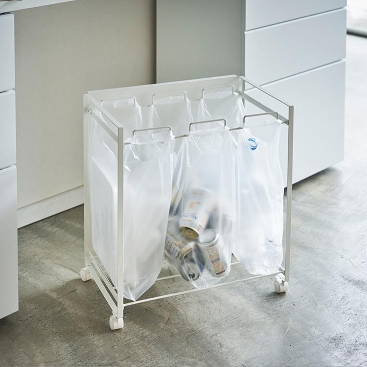 山崎実業 tower 目隠し分別ダストワゴン タワー 3分別 ごみ箱 キッチン 台所用品 ゴミ箱 ごみ箱 目隠し収納 キャスター ホワイト ブラック 4332 4333 | tower | 04