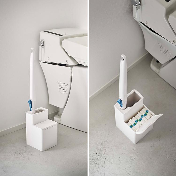 tower 山崎実業 替ブラシ収納付流せるトイレブラシスタンド タワー