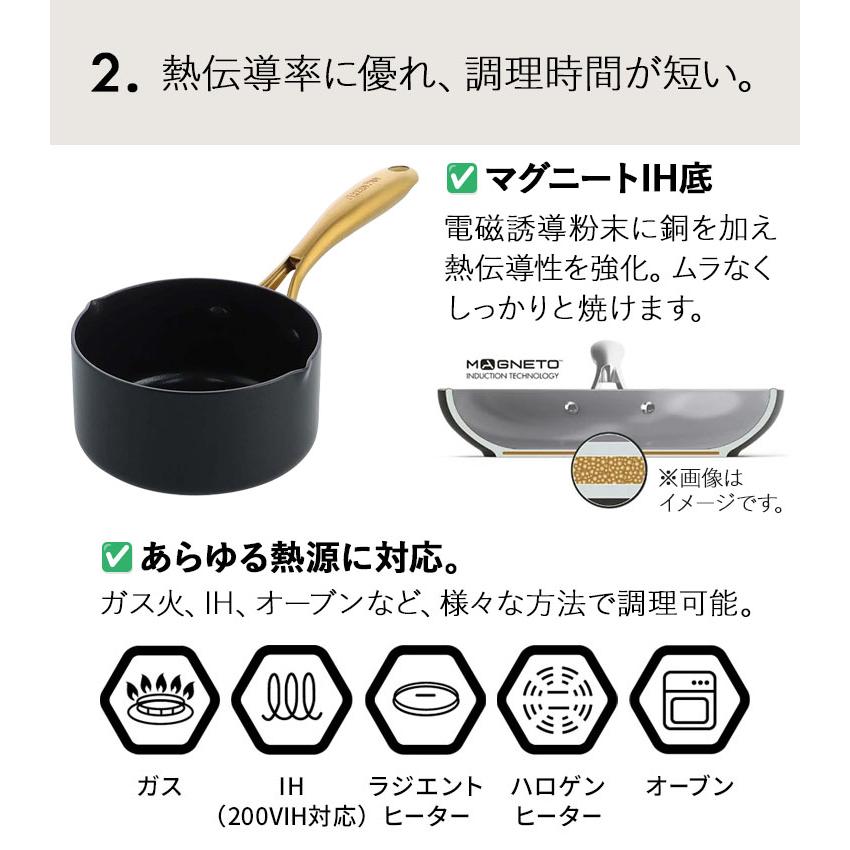 GREENPAN ストゥディオ ミルクパン 14cm IH対応 ガス火 片手鍋 小鍋 こびりつきにくい｜assistone｜06