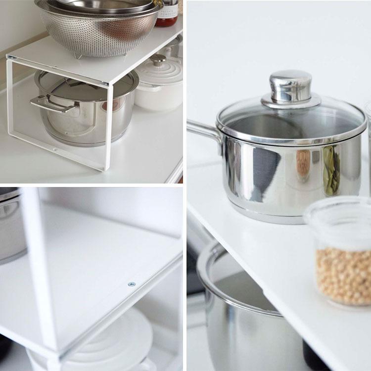 Plate(山崎実業) 山崎実業 キッチン Plate 伸縮収納棚 ホワイト