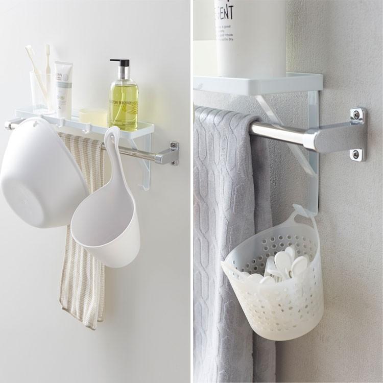 tower 山崎実業 タオル掛け上ラック タワー バスルーム フック付き