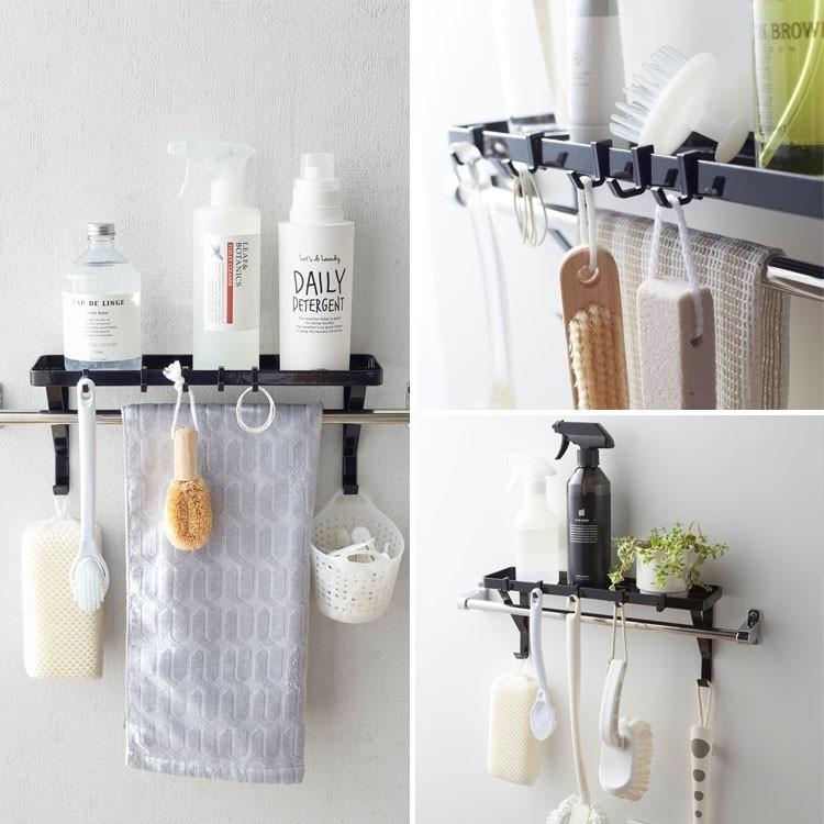 tower 山崎実業 タオル掛け上ラック タワー バスルーム フック付き