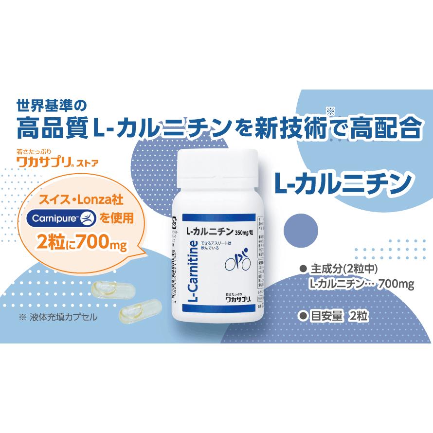 ワカサプリ L-カルニチン 60粒入り×3個セット（約90日分）の画像