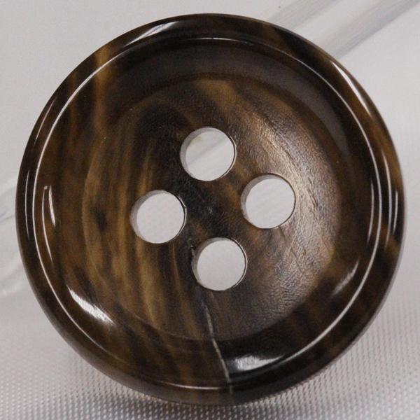 ボタン 水牛ボタン 18mm 1個入 本水牛 ツヤ有り ミディアムブラウン 釦