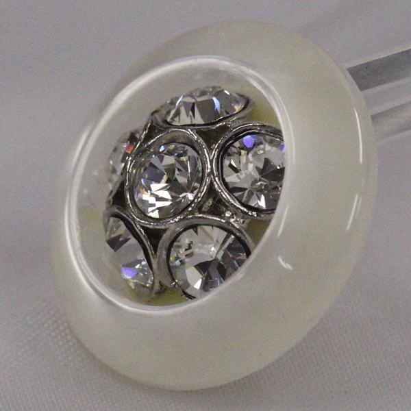 ボタン ビジューボタン  白ｘニッケルｘクリスタル 21mm 20mm 代用  スワロフスキー社製ラインストーン付  6個入 ボタン 手芸 通販｜assure-2｜03