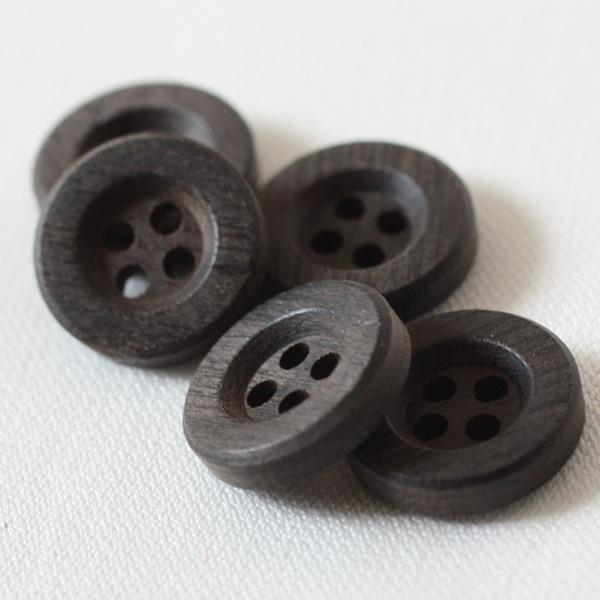 ボタン 木ボタン ウッドボタン 25mm 1個入 黒 ブラック 釦 天然素材
