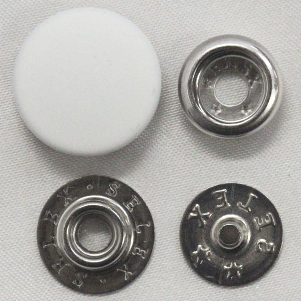 ボタン ドットボタン 7301 SELEX 15mm 5セット入 ジャンパーホック 白 つやなし ｘP-SSL シルバー キャップサイズ 15mm しっかりした着脱感 セレックス｜assure-2