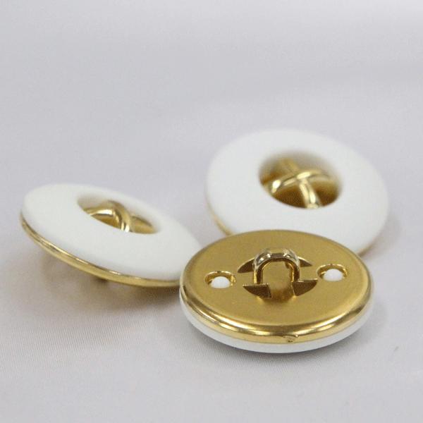 ボタン コンビネーション メタルボタン 白 ゴールド 24mm 1個入 / 手芸