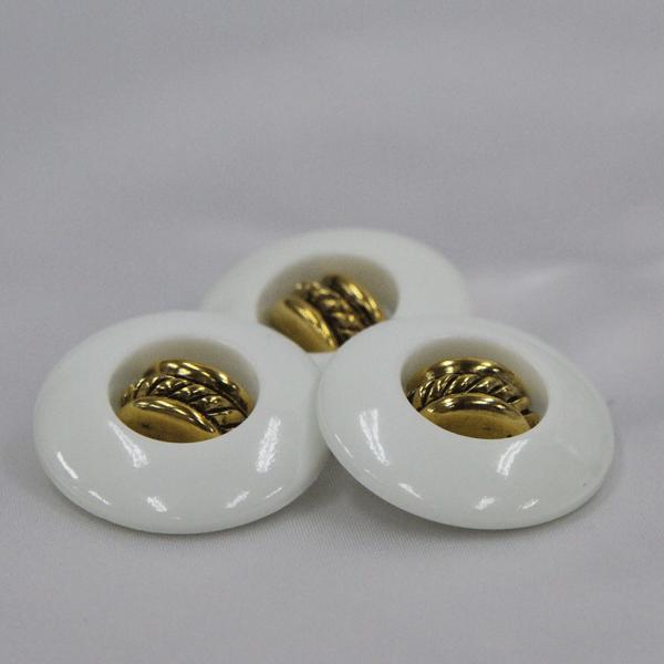 ボタン コンビネーション メタルボタン 白 ゴールド 25mm 1個入 / ボタン 手芸 通販 VAP30591｜assure-2